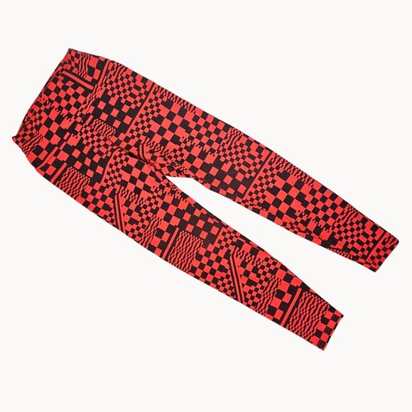 Ladies Red Abstract Emo Grunge Goth Festival School Bold Leggings UGG Ignite XS - Picture 3 of 9